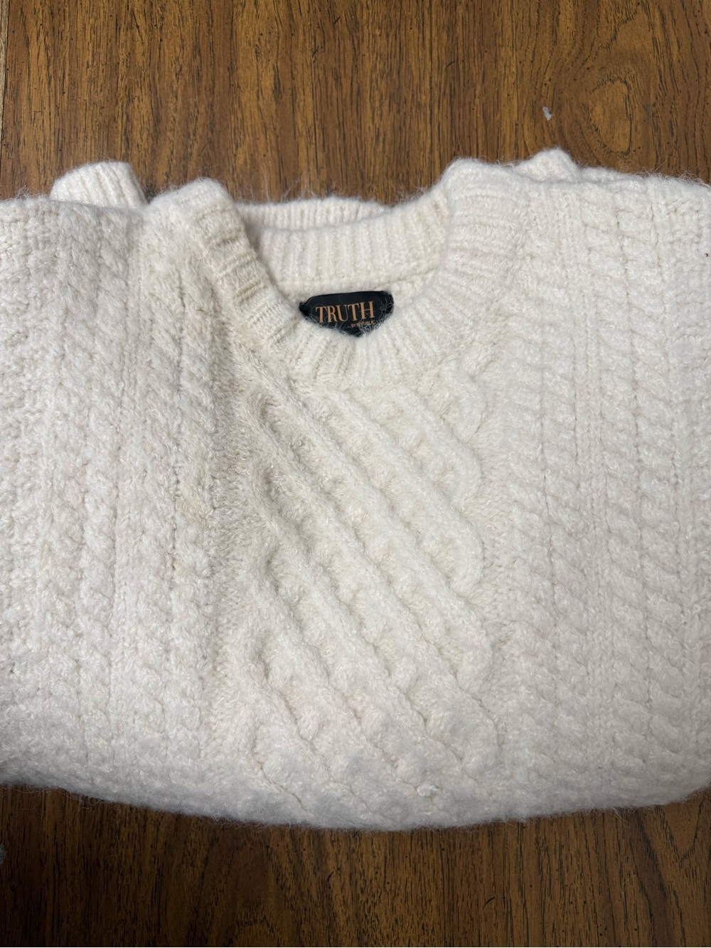 Truth Cream Cable-Knit Crewneck Sweater